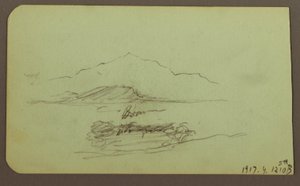 Tegning, bakker, kvæg; bagside: landskab, 1883 af Frederic Edwin Church