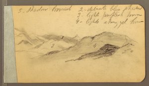 Tegning, Bakker; Bagside: Hoved, 1889 af Frederic Edwin Church