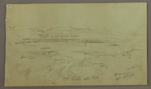 Tegning, Bakker og sletter, 29. april 1868 af Frederic Edwin Church