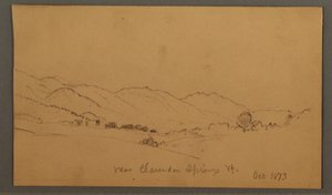 Tegning, Bakker og dal, oktober 1873 af Frederic Edwin Church