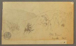 Tegning, Bakker med træer, 1860 af Frederic Edwin Church