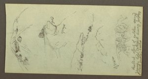 Tegning, Bakketoppe med kampesten, muligvis 1868 af Frederic Edwin Church
