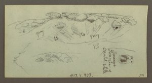 Tegning, Bakketoppe med kampesten, muligvis 1868 af Frederic Edwin Church