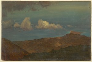 Tegning, bakket landskab, 1865 af Frederic Edwin Church