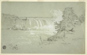 Tegning, Horseshoe Falls og Goat Island fra den canadiske bank, 6. oktober 1856 af Frederic Edwin Church