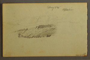 Tegning, Hus, sejlbåd, plante, september 1844 af Frederic Edwin Church