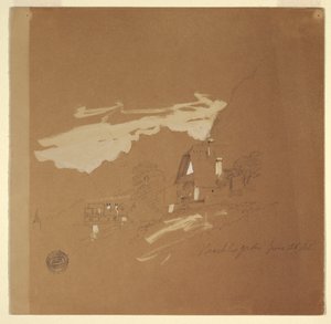 Tegning, Huse nær Berchtesgaden, Bayern, 26. juli 1868 af Frederic Edwin Church