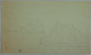 Tegning, Isbjerg med to toppe, juni eller juli 1859 af Frederic Edwin Church