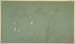 Tegning, Isbjerge, 7. og 9. juli 1859 af Frederic Edwin Church