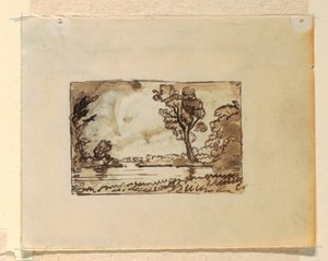 Tegning, Imaginært landskab med, ca. 1870-73 af Frederic Edwin Church
