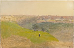 Tegning, Jerusalem fra Oliebjerget, marts 1868 af Frederic Edwin Church
