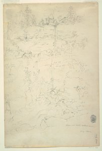 Tegning, Kaaterskill Falls, Catskill Mountains, New York, juli 1844 af Frederic Edwin Church