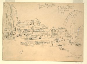 Tegning, Khirbet-en-Nasara, Petra, Jordan, 26. februar 1868 af Frederic Edwin Church