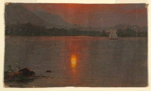Tegning, Lake Millinocket, solnedgang, 1870-80 af Frederic Edwin Church
