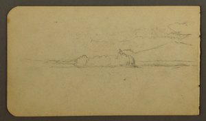 Tegning, søen kigger mod Mt. Katahdin, 1878 af Frederic Edwin Church