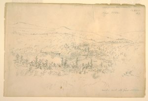 Tegning, søer nær bjerghuset, september 1844 af Frederic Edwin Church