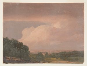 Tegning, landskab (muligvis Hudson Valley), 1860-70 af Frederic Edwin Church