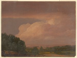 Tegning, landskab (muligvis Hudson Valley), 1860-70 af Frederic Edwin Church