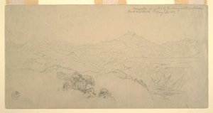 Tegning, landskabskomposition: Foreslået af landskabet på vejen mellem Paso, Colombia og Quito, Ecuador, 26. august 1853 af Frederic Edwin Church