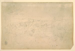 Tegning, landskab, juli 1844 af Frederic Edwin Church