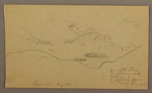 Tegning, landskab, maj-august 1865 af Frederic Edwin Church