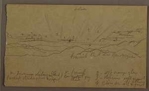 Tegning, landskab, maj-august 1865 af Frederic Edwin Church