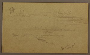 Tegning, landskab, maj 1865 af Frederic Edwin Church