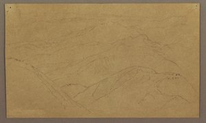 Tegning, landskab; bagside: Træ i landskab, himmel, maj-august 1865 af Frederic Edwin Church