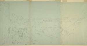 Tegning, Landskab i El Yeman, 1868 af Frederic Edwin Church