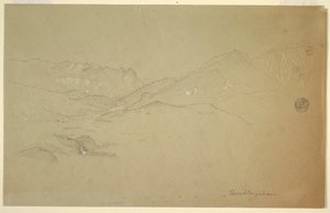 Tegning, Landskab nær Berchtesgaden, juni-juli 1868 af Frederic Edwin Church