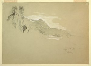 Tegning, landskab nær Huino, Mexico, 8. januar 1885 af Frederic Edwin Church