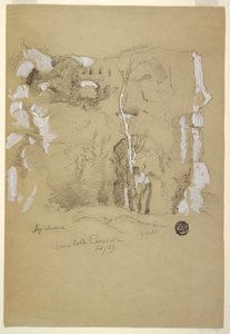 Tegning, Landskab nær Caracalla-badene, Rom, februar 1869 af Frederic Edwin Church
