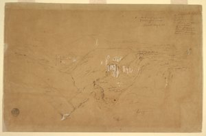 Tegning, Landskab med Mount Purese, Colombia, 6. august 1853 af Frederic Edwin Church