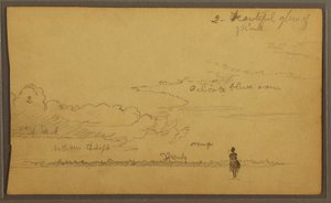 Tegning, Landskab med figur, 1857 af Frederic Edwin Church