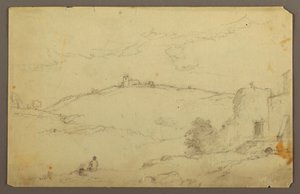 Tegning, Landskab med figurer, 1885 af Frederic Edwin Church