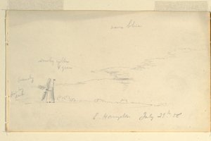 Tegning, Landskab med vindmølle, 29. juli 1858 af Frederic Edwin Church