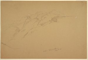 Tegning, Landskaber mellem Golling og Abtenau, 5. august 1868 af Frederic Edwin Church