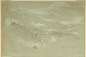 Tegning, Landskaber, kvarteret omkring Berchtesgaden, 1868 af Frederic Edwin Church