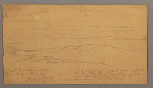 Tegning, Louis Bay, Labrador, 7. juli 1859 af Frederic Edwin Church