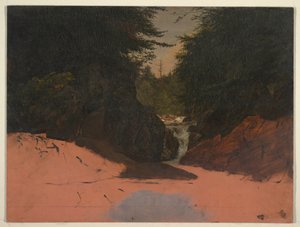 Tegning, Maine, bjergstrøm, august-september 1851 af Frederic Edwin Church