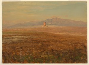 Tegning, mexicansk landskab, april 1869 af Frederic Edwin Church