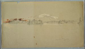 Tegning, Millinocket Lake, udsigt til Mt. Katahdin, september 1878 af Frederic Edwin Church