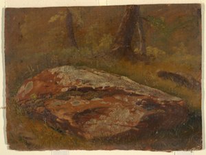 Tegning, Mossy Rock, august 1845 af Frederic Edwin Church