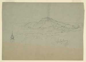 Tegning, Motiv fra by i bjergrigt land, 1868 af Frederic Edwin Church