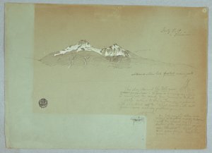 Tegning, Mount Iliniza, Ecuador, 3. juli 1857 af Frederic Edwin Church