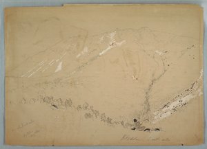 Tegning, Mount Katahdin, set fra syd, august 1852 af Frederic Edwin Church