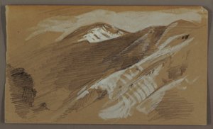 Tegning, bjerglandskab, Jamaica, Vestindien, august 1868 af Frederic Edwin Church