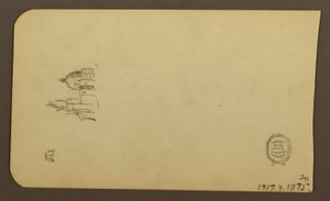 Tegning, bjerglandskab; bagside: Kirke med kuppel, april 1885 af Frederic Edwin Church