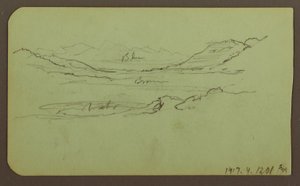 Tegning, bjerglandskab; bagside: landskab, 1883 af Frederic Edwin Church