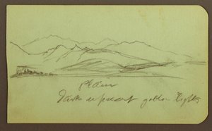 Tegning, bjerglandskab; bagside: bjerglandskab, figur, 1883 af Frederic Edwin Church